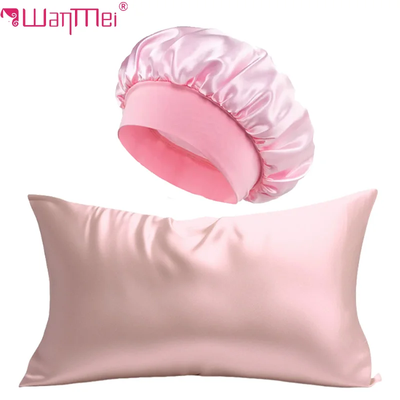 Satin Silk Pillowcase Hair Skin - 2PCs Silk Pillowcase & Satin Bonnet
