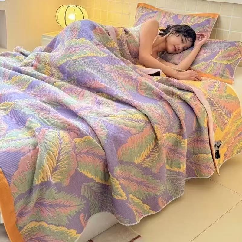 Muslin Cotton Bedspread - 6-Layer Muslin Blanket Queen Size, Lightweight