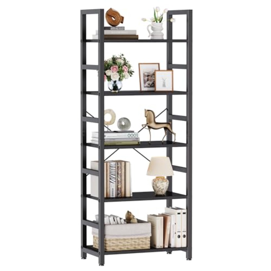 Storage & Organization - 5-Tier Bookshelf, Modern Tall Bookcase, Open