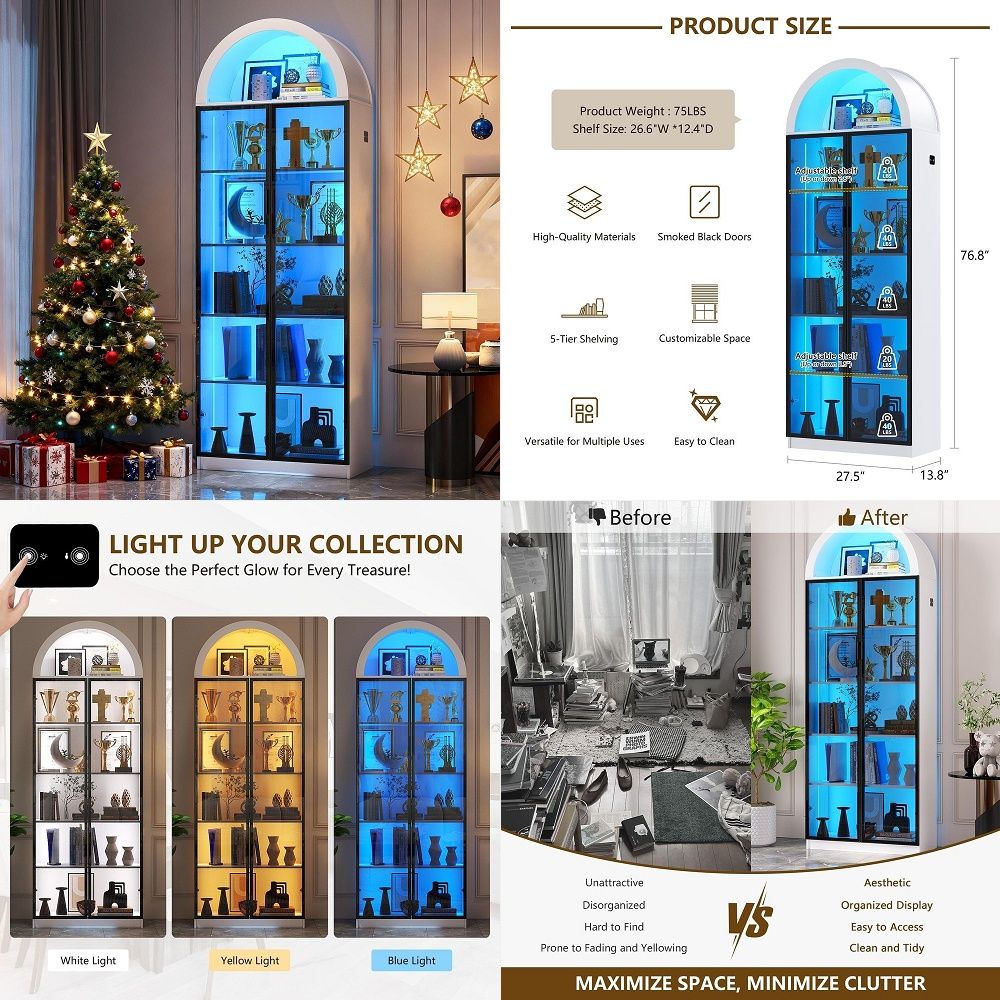 Storage & Organization - Display Cabinet with Doors and Adjustable