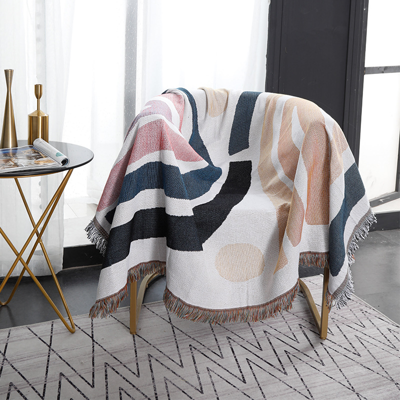 Textile City Abstract Rainbow  - огляд і ціна Boho Throw Blanket Fringe