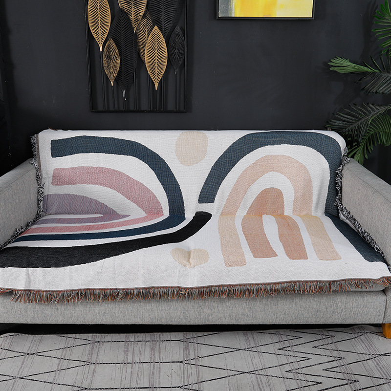 Textile City Abstract Rainbow  - огляд і ціна Boho Throw Blanket Fringe