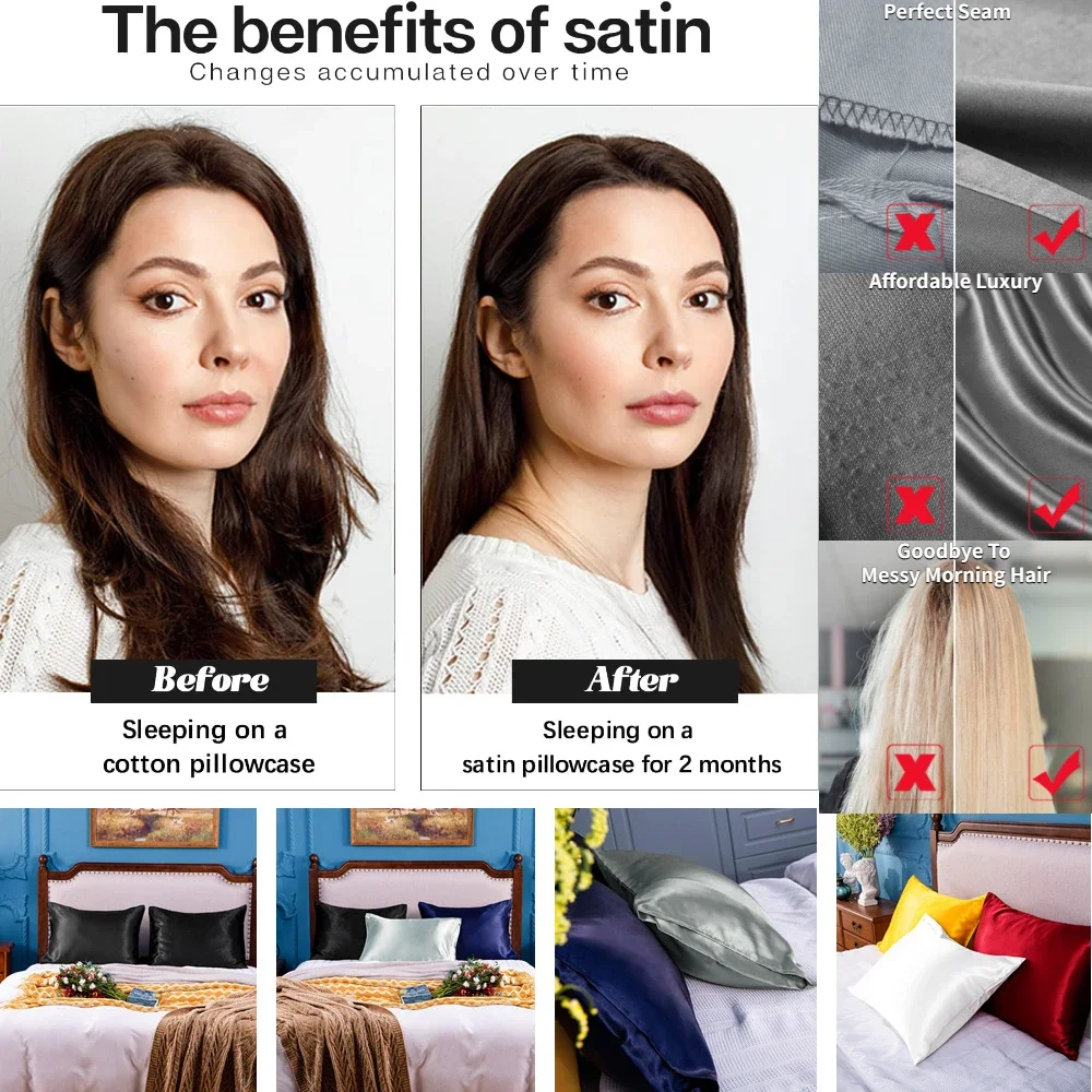2 Pack Satin Pillowcase for Ha - огляд і ціна Satin Silk Pillowcase Hair Skin