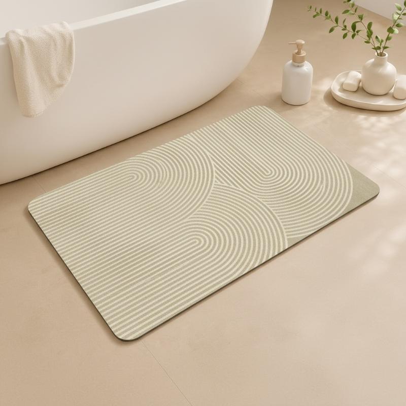 (Beige Striped Diatomite Bath  - огляд і ціна Quick Dry Diatomite Bath Mat
