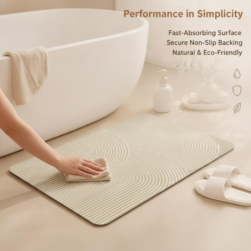(Beige Striped Diatomite Bath  - огляд і ціна Quick Dry Diatomite Bath Mat