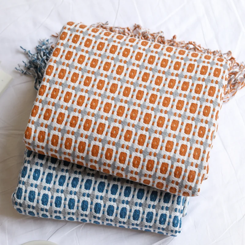 Geometric Grid Jacquard Woven  - огляд і ціна Boho Throw Blanket Fringe