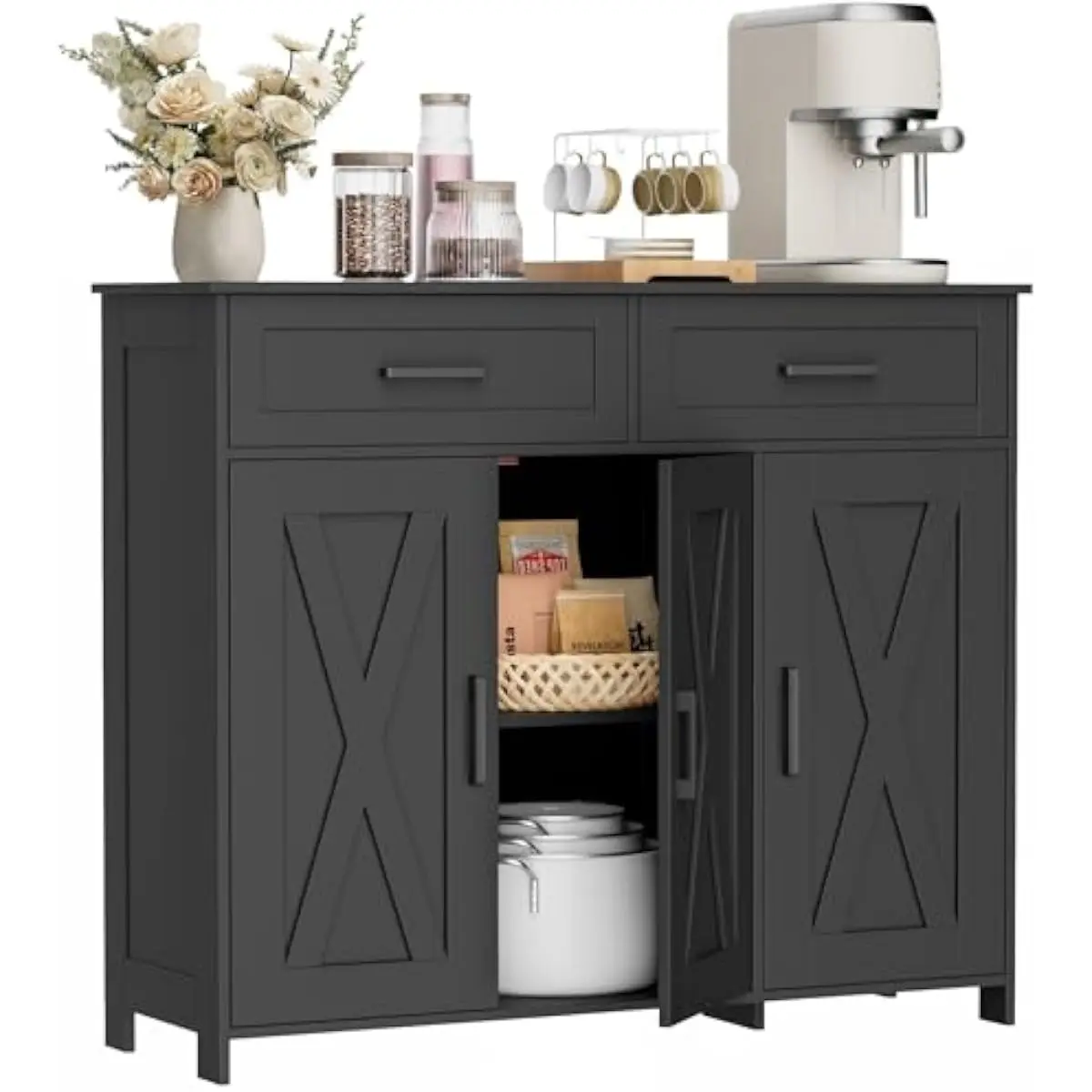 Coffee Bar Storage Cabinet wit - огляд і ціна Storage & Organization