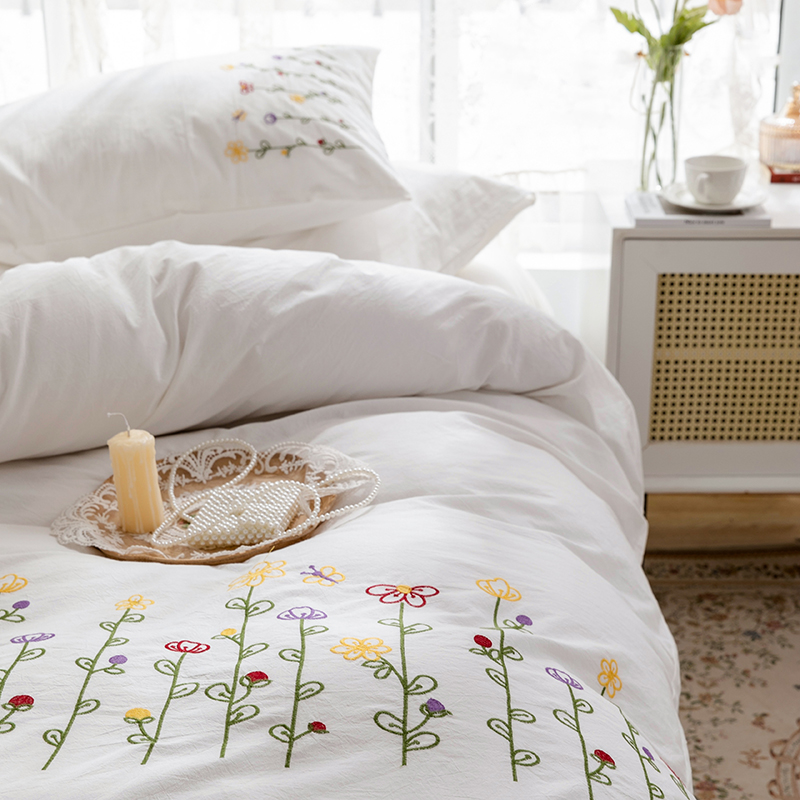 3pcs  Embroidery Duvet Cover S - огляд і ціна Aesthetic Floral Duvet Cover