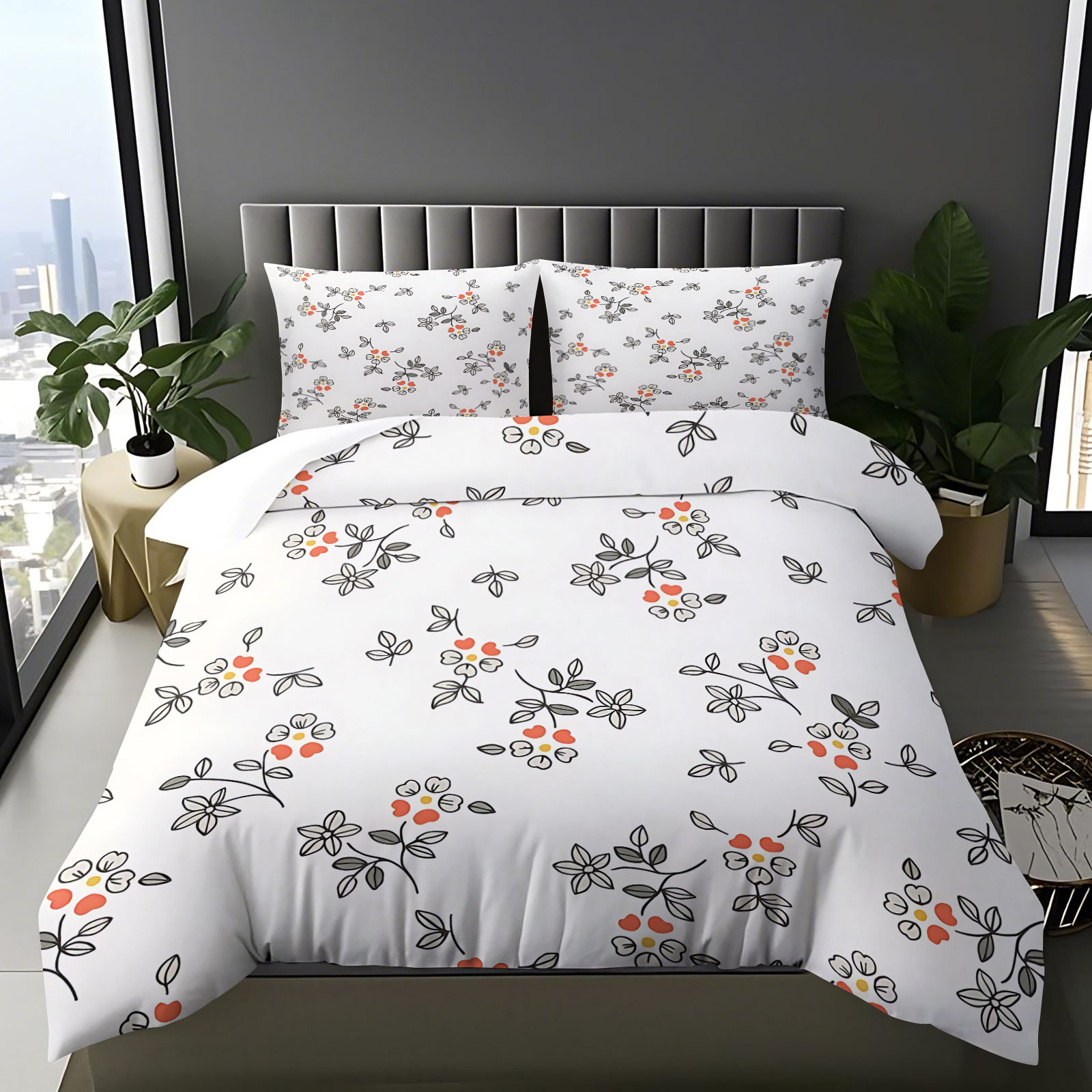 Minimal Hand-Drawn Thin Line O - огляд і ціна Aesthetic Floral Duvet Cover