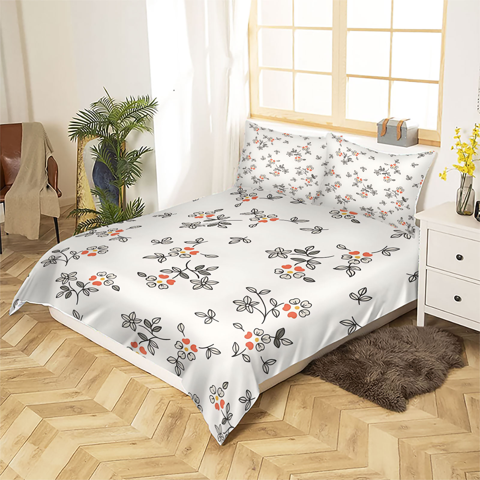 Minimal Hand-Drawn Thin Line O - огляд і ціна Aesthetic Floral Duvet Cover