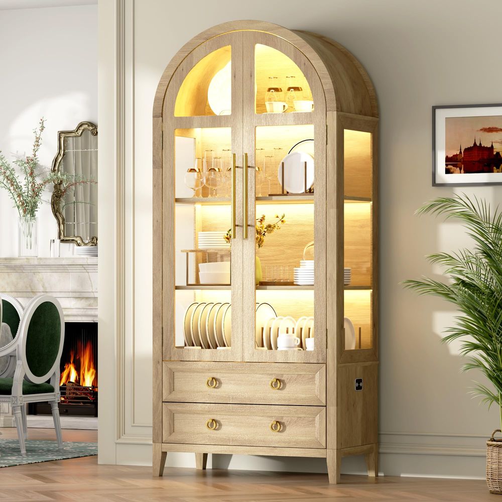 71 Arched Curio Cabinet with G - огляд і ціна Lighting