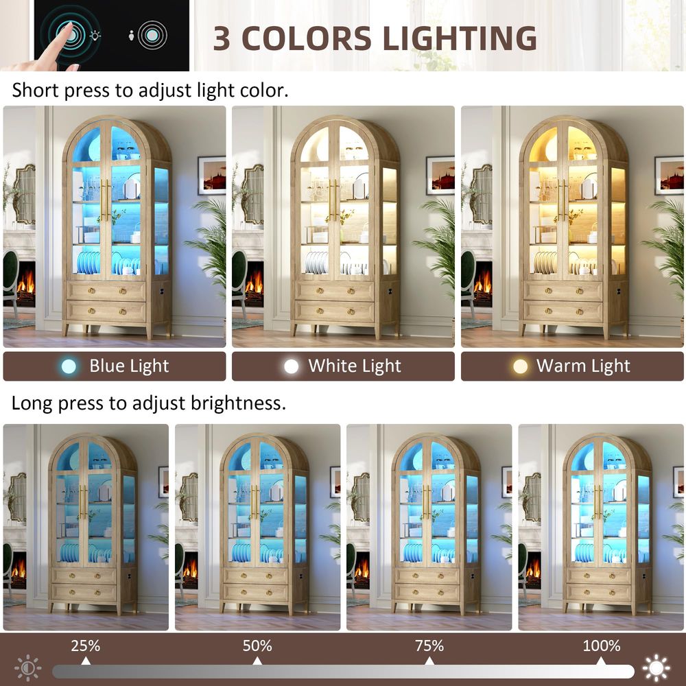 71 Arched Curio Cabinet with G - огляд і ціна Lighting