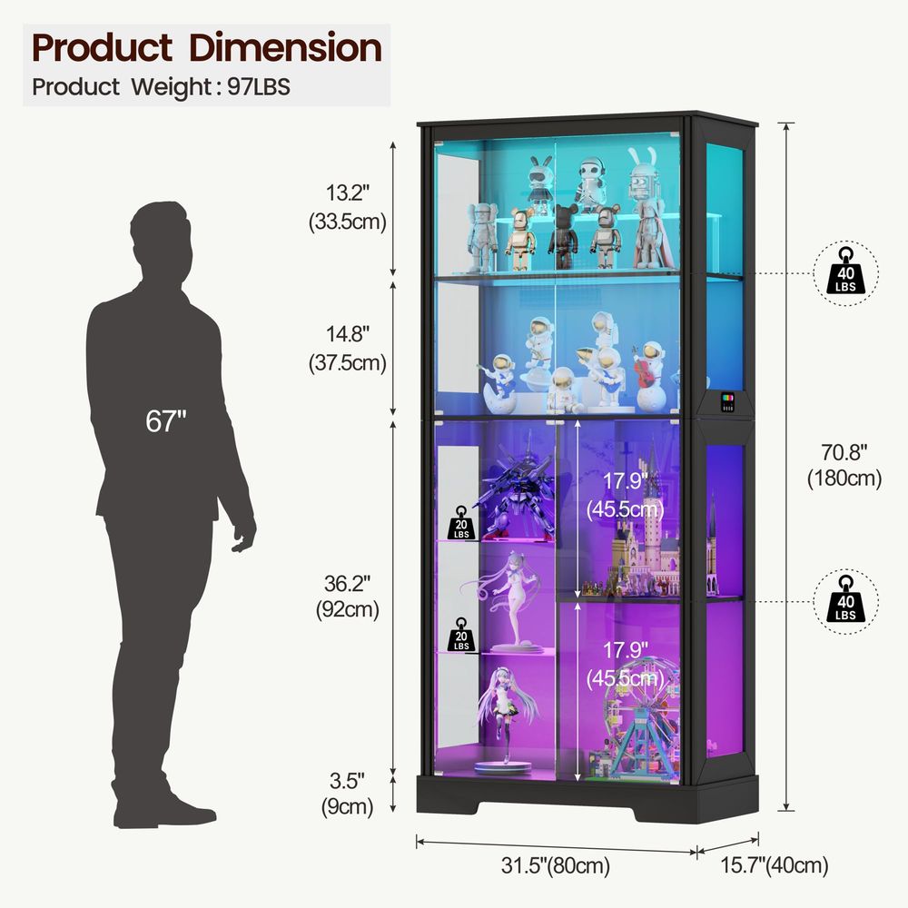 Lighted Corner Display Curio C - огляд і ціна Storage & Organization