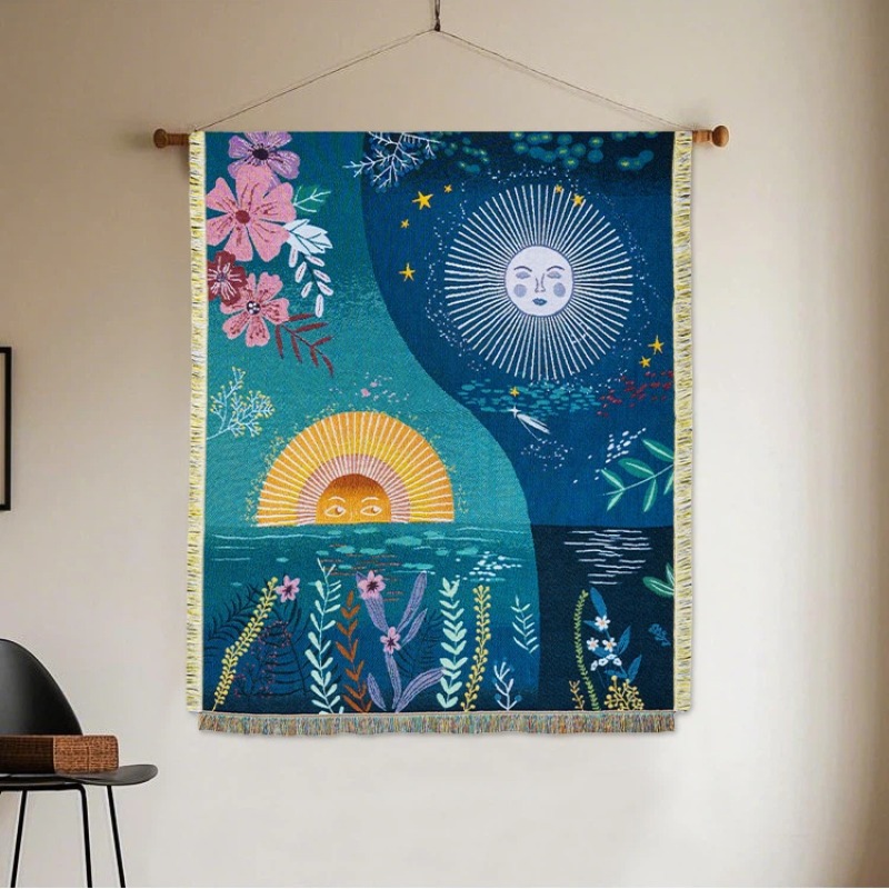 Celestial Sun Moon Woven Tapes - огляд і ціна Boho Throw Blanket Fringe