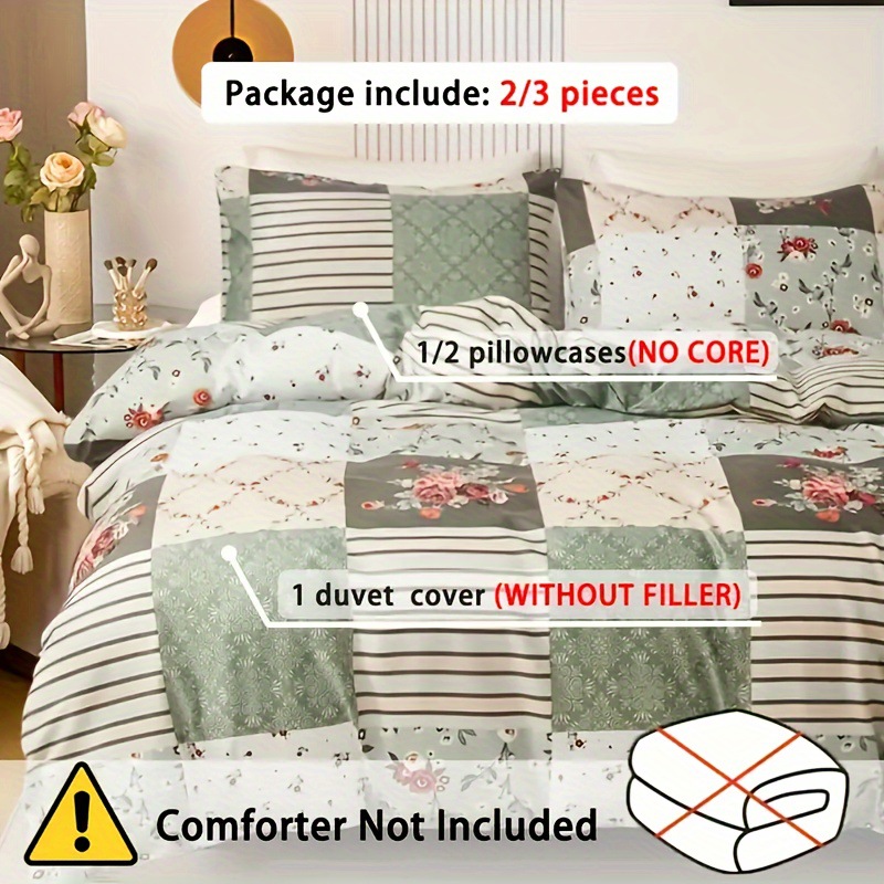 2/3PCS Green Floral Duvet Cove - огляд і ціна Aesthetic Floral Duvet Cover
