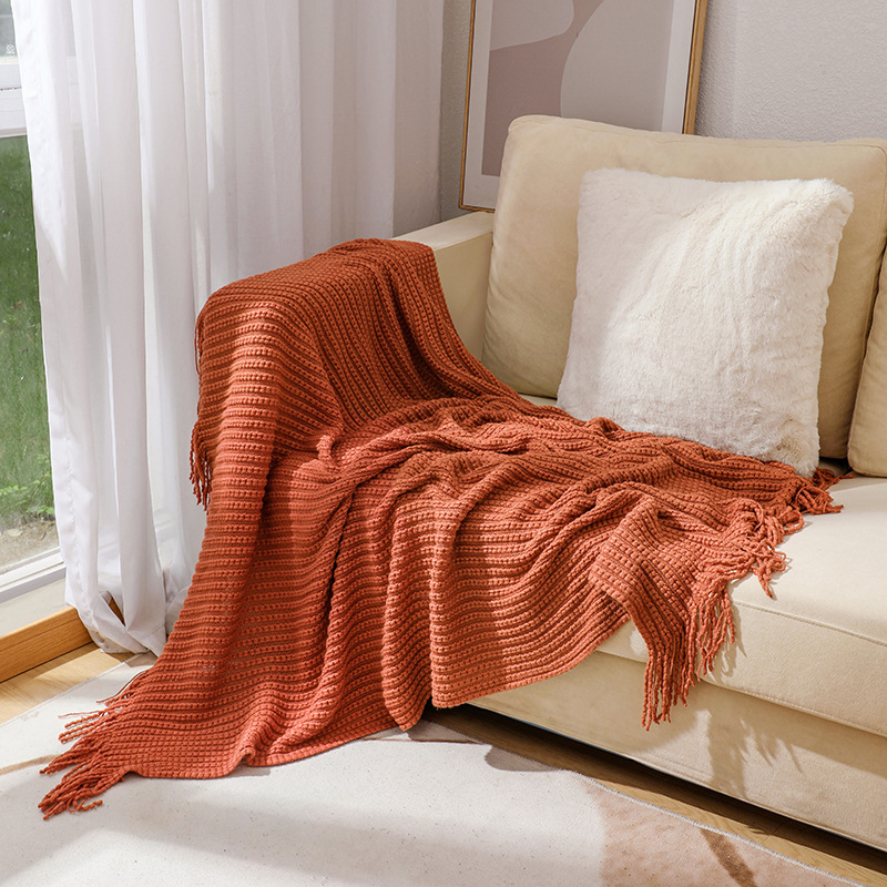 Boho Chunky Waffle Knit Throw  - огляд і ціна Boho Throw Blanket Fringe