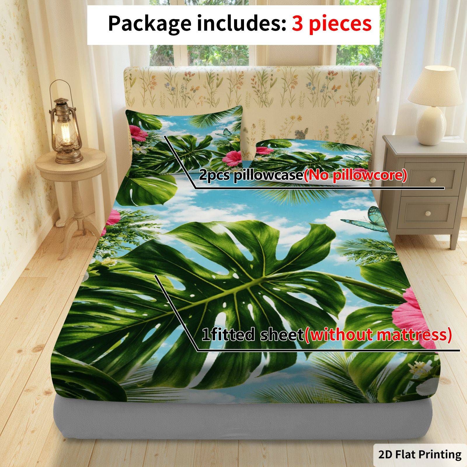 Tropical Hibiscus Bed Sheet Se - огляд і ціна Fitted Bed Sheets Deep Pocket