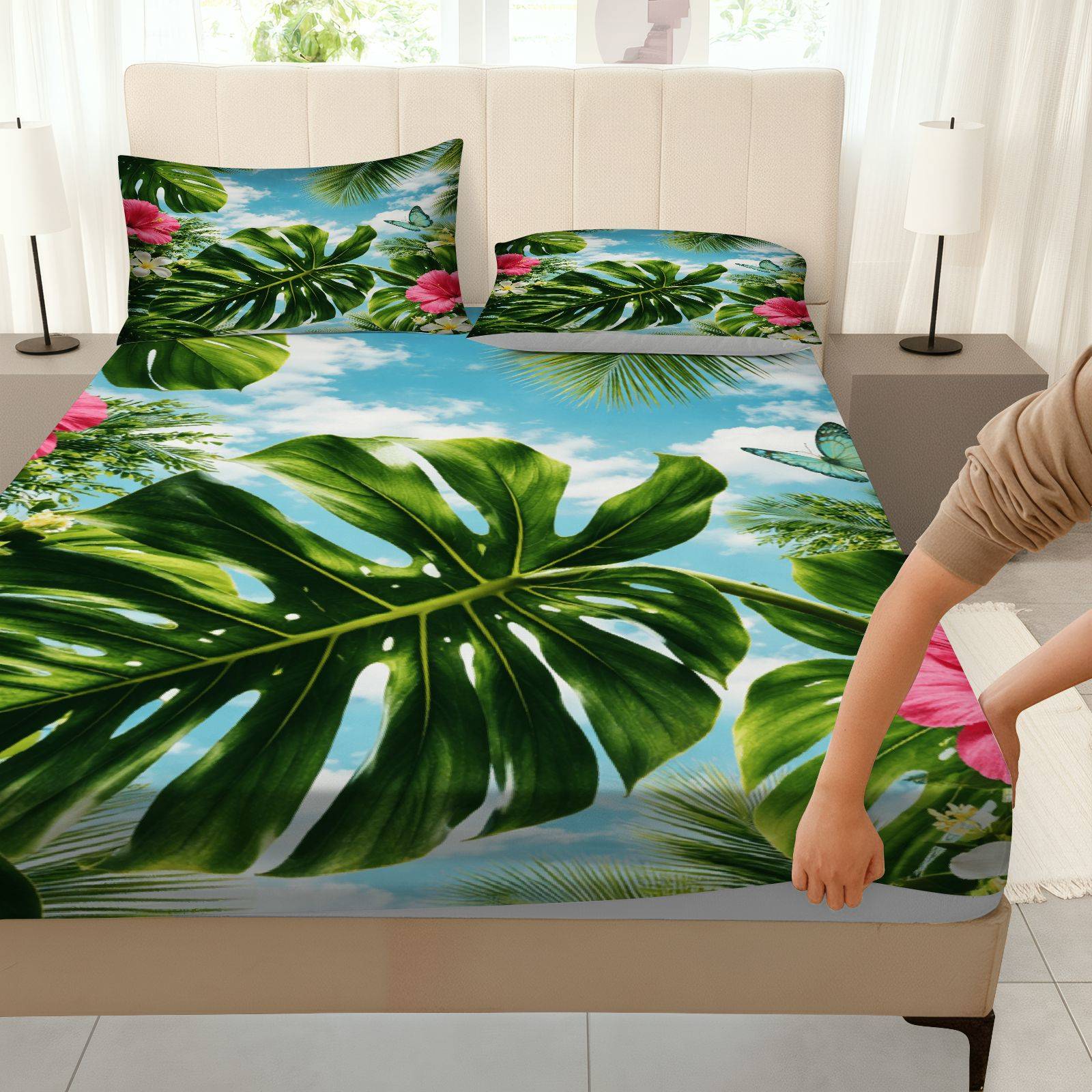 Tropical Hibiscus Bed Sheet Se - огляд і ціна Fitted Bed Sheets Deep Pocket