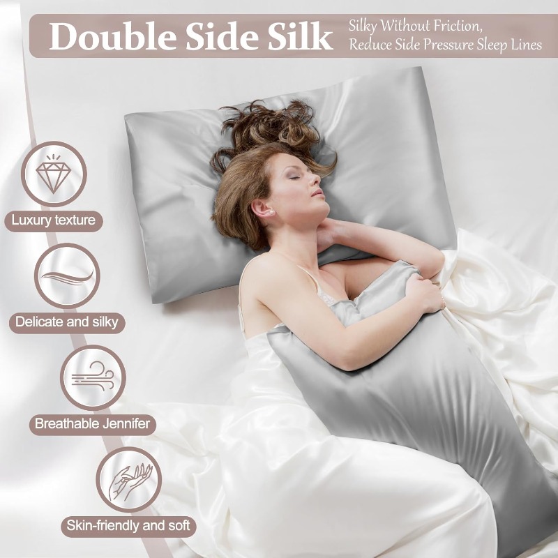 2pcs Satin Silk Pillowcase for - огляд і ціна Satin Silk Pillowcase Hair Skin