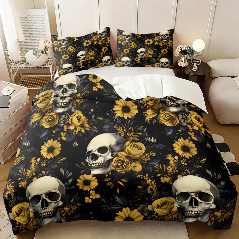 Dark Aesthetic Skull Yellow Fl - огляд і ціна Aesthetic Floral Duvet Cover