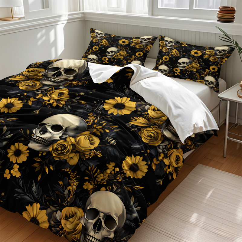 Dark Aesthetic Skull Yellow Fl - огляд і ціна Aesthetic Floral Duvet Cover