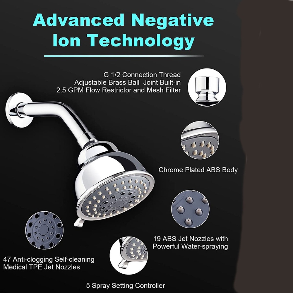 1pc Bathroom Shower Head 5 Gea - огляд і ціна High Pressure Shower Head Handheld