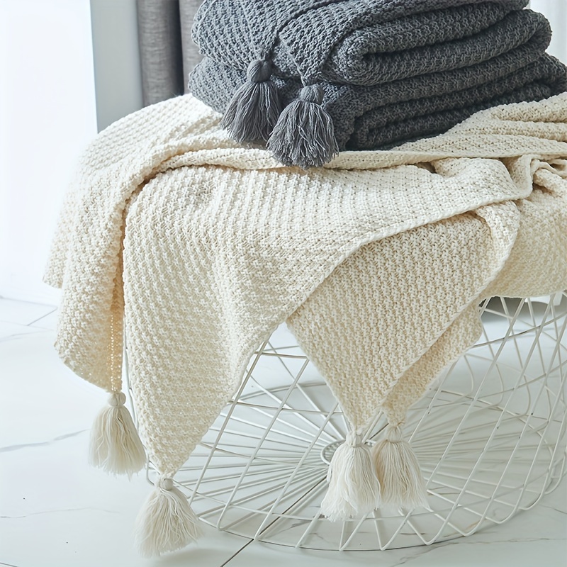 Boho Knitted Throw Blanket Dec - огляд і ціна Boho Throw Blanket Fringe