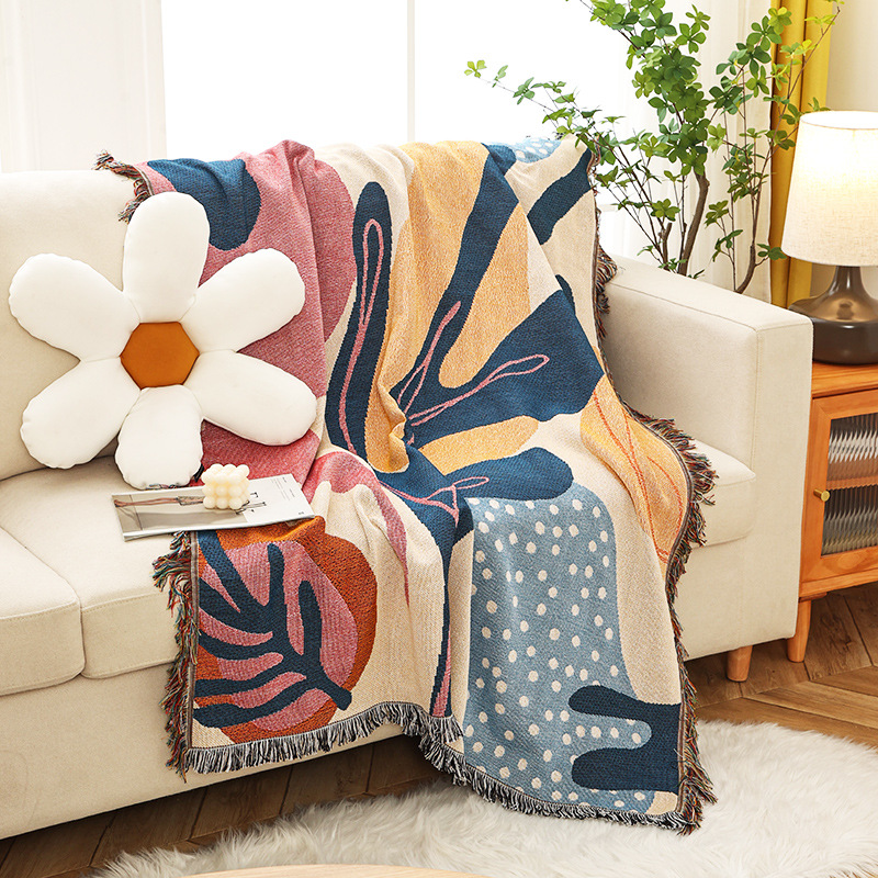 Boho Abstract Botanical Jacqua - огляд і ціна Boho Throw Blanket Fringe