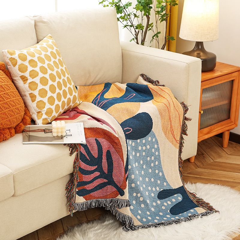 Boho Abstract Botanical Jacqua - огляд і ціна Boho Throw Blanket Fringe