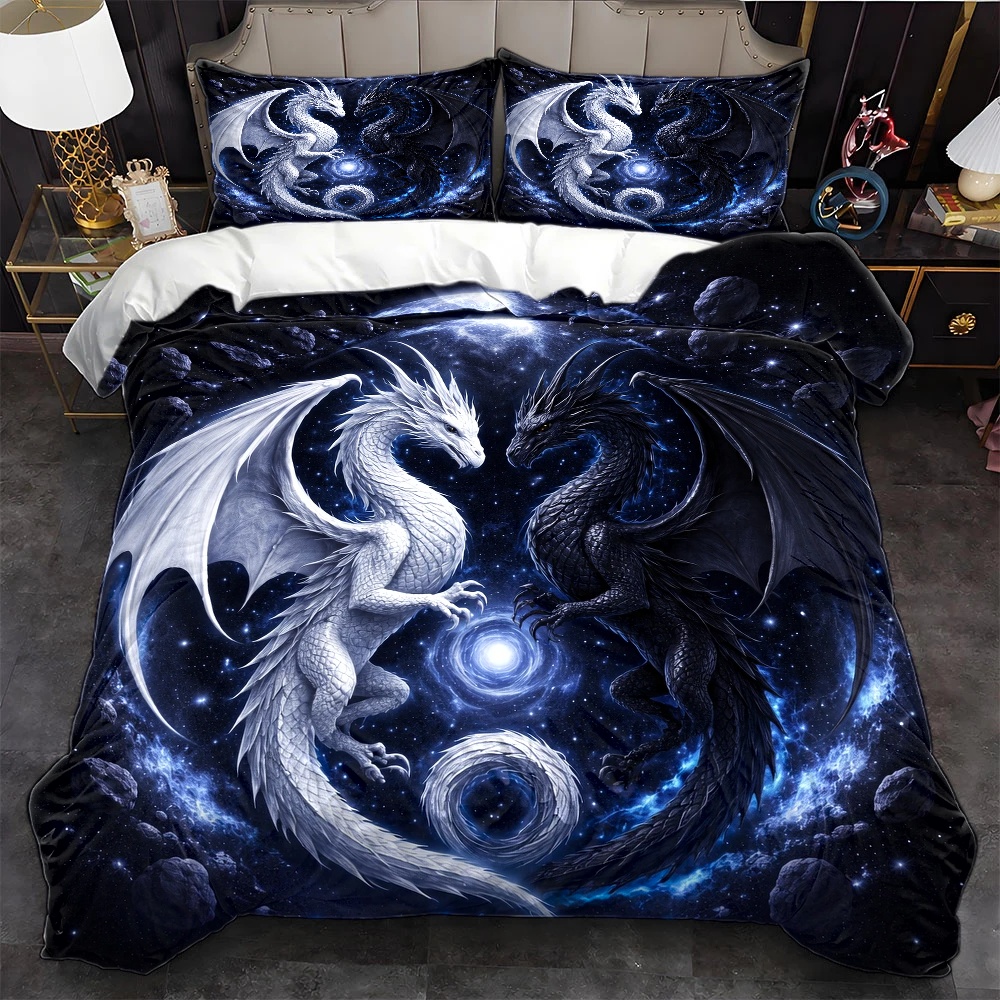 3Pc Starry Sky Dragon Totem Du - огляд і ціна Duvet Cover Sets With Zipper