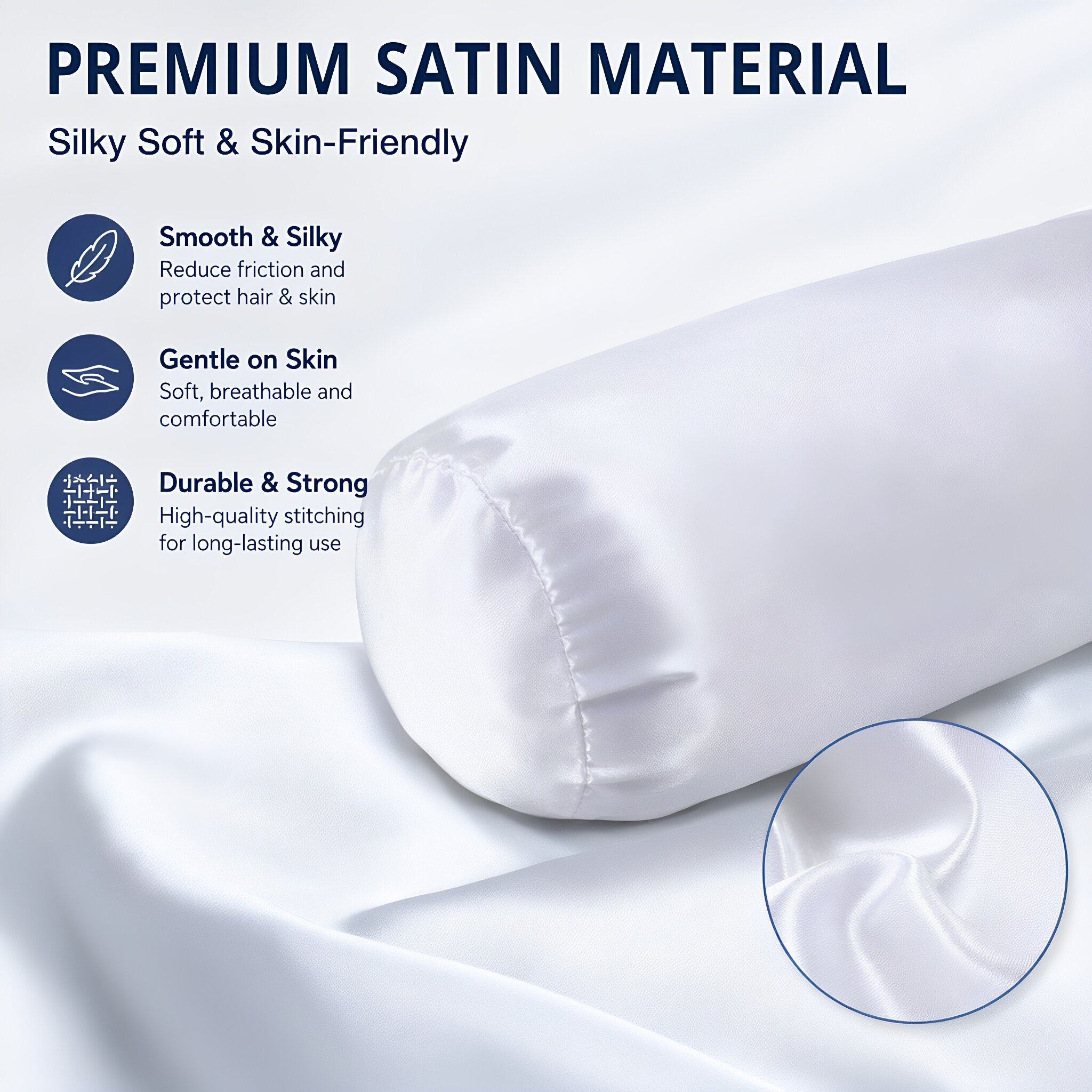 White Satin Neck Roll Pillow C - огляд і ціна Satin Silk Pillowcase Hair Skin
