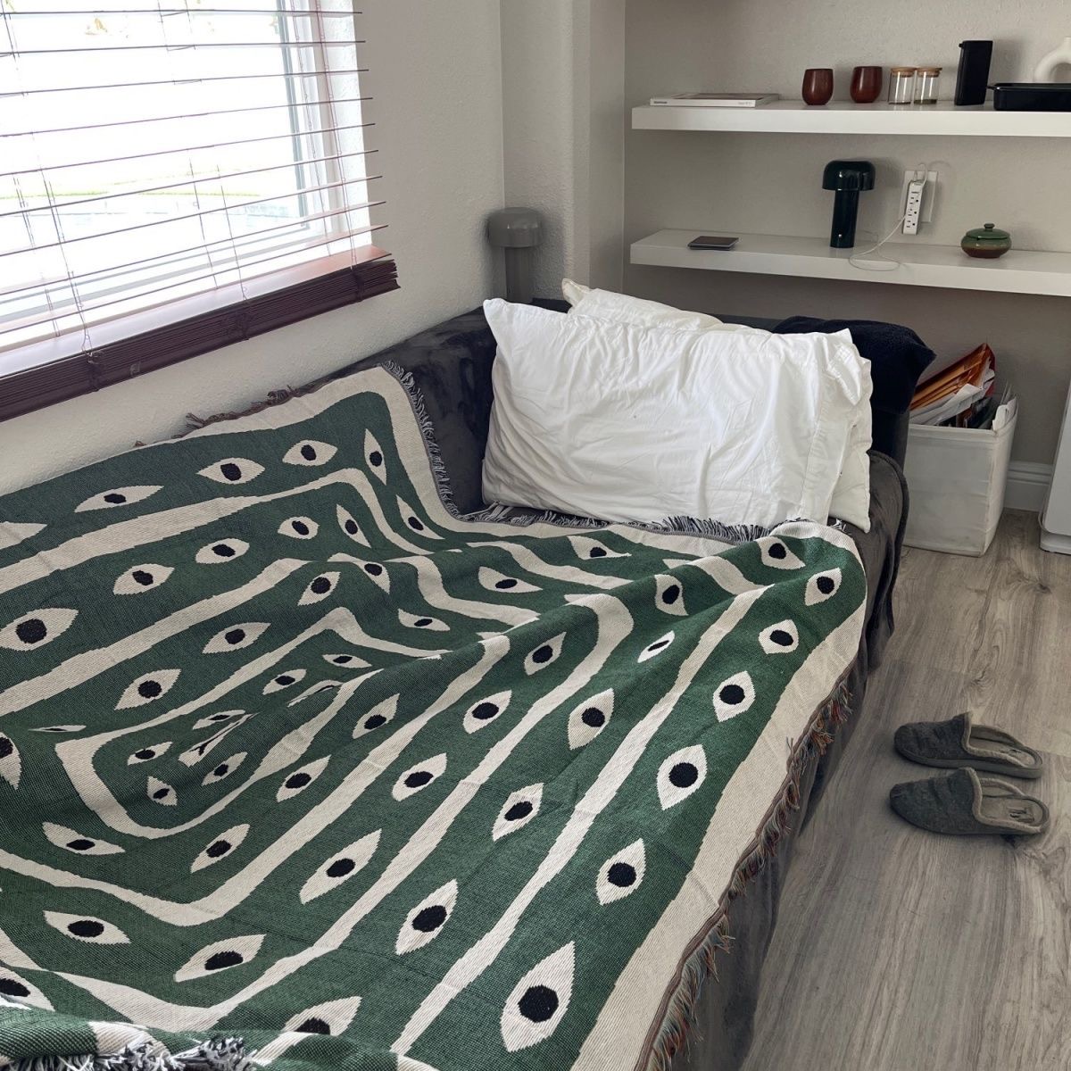 Green White Evil Eye Jacquard  - огляд і ціна Boho Throw Blanket Fringe
